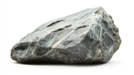 A smooth gray rock isolated on a white background, showcasing natural texture and shape, perfect for geology or nature-themed designsの素材