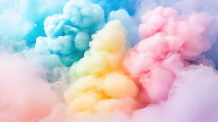 A stunning visual of soft pastel clouds in blue and pink hues, creating a dreamy and ethereal atmosphere perfect for artistic and serene projects.の素材