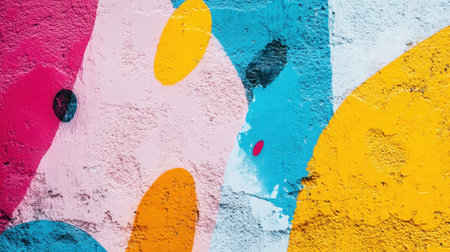 This vibrant abstract wall art features a playful blend of colors and shapes. Perfect for modern decor, the lively design adds a cheerful touch to any space.の素材