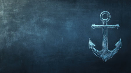 A simple chalkboard anchor drawing, ideal for nautical-themed designs. Use this illustration to evoke maritime feelings in your projects.の素材
