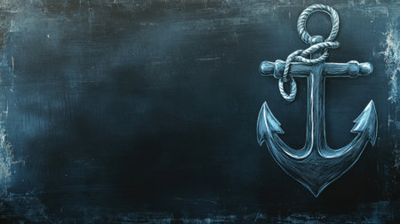 A vintage anchor illustration in a dark background. Perfect for marine-themed designs, nautical decor, or any creative project related to the sea.の素材