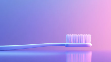 A bright toothbrush positioned against a smooth gradient background, emphasizing cleanliness and modern dental hygiene practices. Perfect for health-related concepts.の素材
