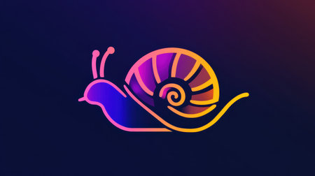 This vibrant snail logo features a colorful design with a modern aesthetic. The playful outline and gradient colors reflect nature's beauty and creativity.の素材