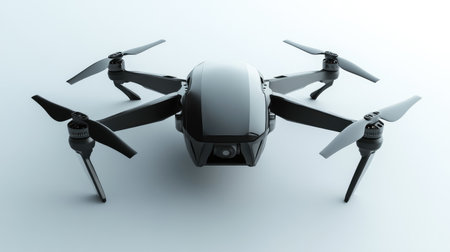High-tech drone with sleek design and modern technology on a clean backgroundの素材