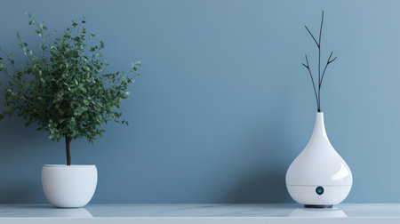 Innovative smart home device with a modern aesthetic on a clean background.の素材