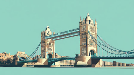 Iconic Tower Bridge in London with a blank area for text.の素材