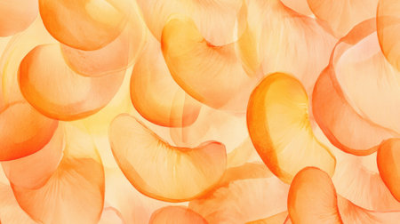 Sweet peach slices covering the entire background with warm orange hues.の素材