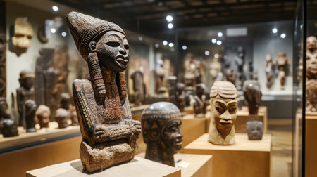 Cultural artifacts displayed at the National African Museum of Central Africa, highlighting the region's rich heritageの素材