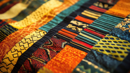 African textile patterns captured in detail, showcasing the artistry and culture.の素材