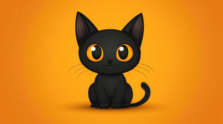 Adorable Halloween black cat character, ideal for spooky and fun designs.の素材