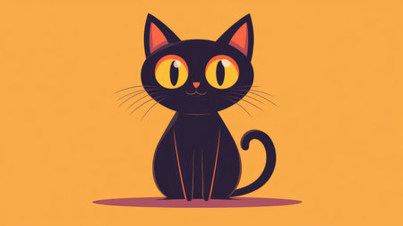 Halloween-themed black cat character, cute and spooky, perfect for festive designs.の素材