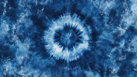 Deep blue indigo tie-dye Shibori design, emphasizing a bold watercolor effect, perfect for fashion and creative textiles.の素材