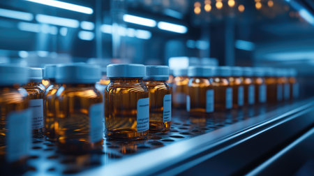 Pharmaceutical storage: Vials stored in a precisely regulated environment, ensuring the quality and potency of pharmaceutical productsの素材