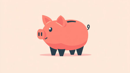 Clean, modern piggy bank logo illustration with a pig silhouette and coin slot, perfect for financial or savings-themed branding.の素材