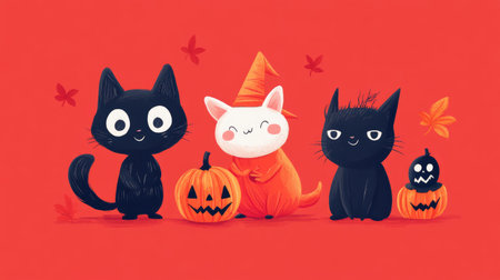 Illustrated Halloween costume ideas featuring a range of characters, from cute animals to spooky monsters, perfect for inspirationの素材