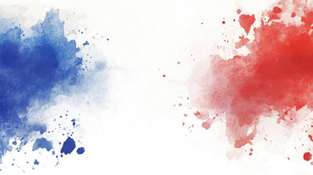 Red, white, and blue watercolor border frame, ideal for showcasing important patriotic themes or creative presentationsの素材