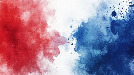 Watercolor frame in red, white, and blue, creating a bold and artistic border for patriotic-themed presentationsの素材