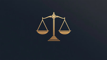 A justice icon with balanced scales, conveying the concept of law and fairness in a clean, minimalist formatの素材