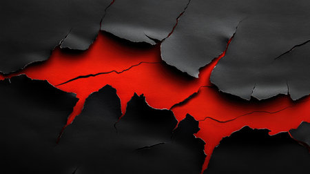 Black background with torn red paper edges, creating a striking contrast for a bold and dramatic abstract design.の素材