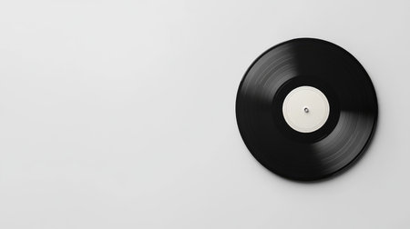 Vinyl record mockup on a plain white background, offering space for album cover designs or music branding.の素材