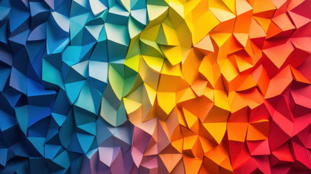 Colorful paper art mosaic, glowing with rainbow hues and an abstract design, perfect for a vivid and modern backgroundの素材