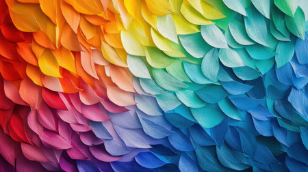 A vibrant rainbow mosaic made of paper art, with glowing abstract textures and colors creating a unique and vivid backgroundの素材