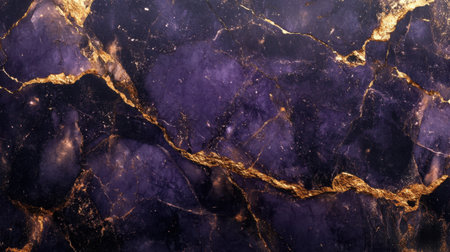 Elegant purple marble with golden vein accents and textured graphite details, creating a sophisticated backgroundの素材