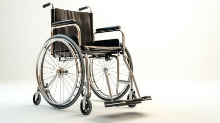 High-quality photo of a wheelchair isolated on a white background, focusing on its form and functionalityの素材