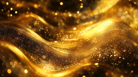 A cascade of glittering golden waves, creating a dynamic and eye-catching background that exudes opulence and style.の素材