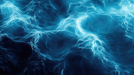 Deep blue water with subtle waves and light patterns, perfect for creating a tranquil and peaceful background atmosphere.の素材