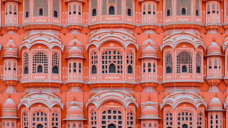 Hawa Mahal in Jaipur: The pink fa of Hawa Mahal in Jaipur, capturing the grandeur and uniqueness of this palace of windsの素材