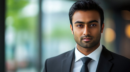 Indian Man in a Suit and Tie: A close-up of an Indian man in a well-fitted suit and tie, representing professionalism and sophistication.の素材