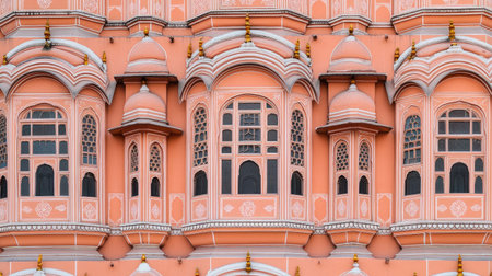 Hawa Mahal in Jaipur: The pink fa of Hawa Mahal in Jaipur, capturing the grandeur and uniqueness of this palace of windsの素材