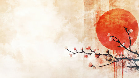 Washi paper background with a combination of grunge blur and watercolor brush strokes, embodying the elegance of Japanese New Year cards.の素材