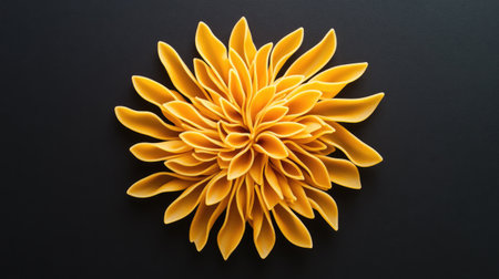 Aerial view of spaghetti pasta gathered in a floral shape, showcasing the simplicity and beauty of traditional Italian cuisine.の素材