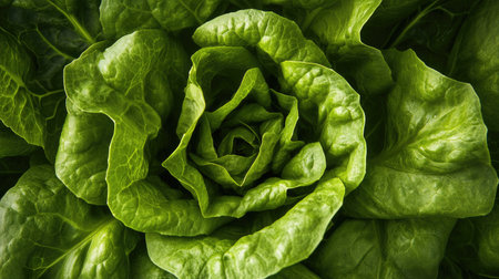 Butterhead lettuce captured in close detail, highlighting the freshness and texture of the leaves, suitable for organic food concepts.の素材