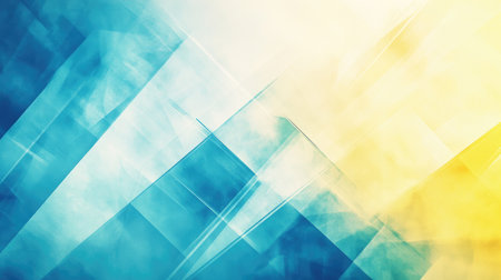 Vibrant light blue and yellow abstract background with soft gradients and geometric shapes, offering a fresh and contemporary look.の素材