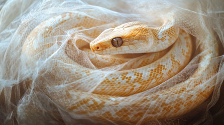 A snake shedding its skin, leaving behind a translucent casing, illustrating the renewal and growth process of reptiles.の素材