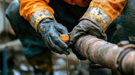 Plumber fixing leaky pipes: An emergency plumber attending to leaking pipes, showcasing quick response and expert solutions to prevent water damage, with space for text.の素材