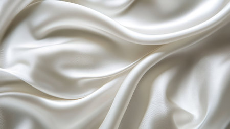 Blurred satin backdrop: A smooth satin background in soft white and gray tones, creating a sophisticated and complex texture, with room for text.の素材