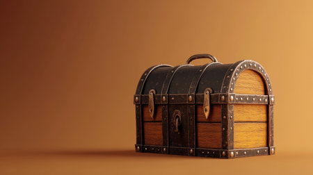 Treasure chest set against a single-color backdrop with plenty of room for text, suitable for advertisements or informational graphics.の素材