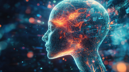 Artificial intelligence in creativity: A conceptual image of AI-driven creative content, showcasing how AI can enhance and transform the creative process.の素材