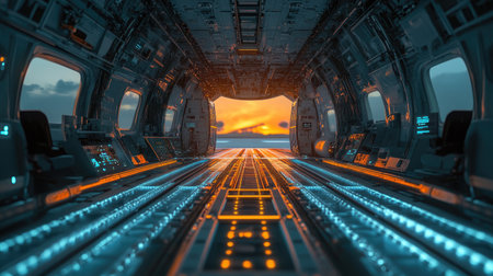 Balanced air cargo: Digital display showing weight distribution inside an aircraft, emphasizing efficient payload management.の素材