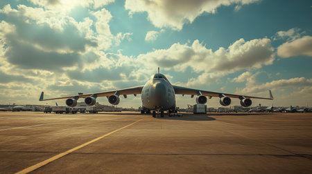Humanitarian airlift: Aircraft on the tarmac ready to deliver critical aid, symbolizing the importance of logistics in crisis situations.の素材