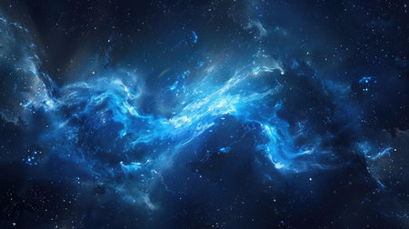 Mesmerizing blue nebula swirling in deep space, showcasing the vastness and beauty of the universeの素材