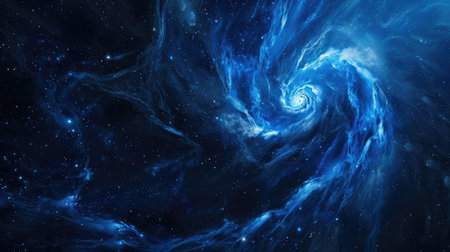 Mesmerizing blue nebula swirling in deep space, showcasing the vastness and beauty of the universeの素材