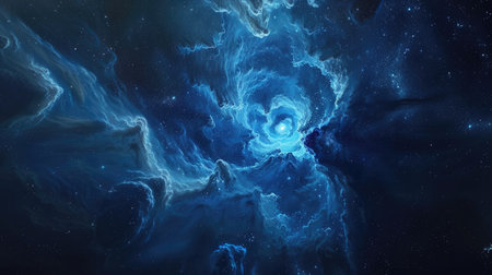 Mesmerizing blue nebula swirling in deep space, showcasing the vastness and beauty of the universeの素材