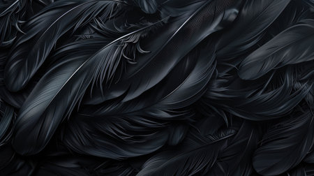 Elegant abstract background featuring black feathers arranged artistically, perfect for sophisticated designsの素材
