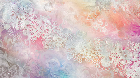 An abstract background with lace-like designs in soft, pastel tonesの素材