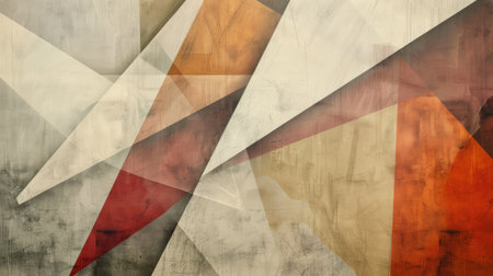 A modern abstract background with overlapping geometric shapes in muted tones.の素材